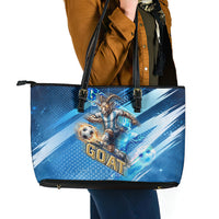 Argentina Football GOAT 10 Pride Leather Tote Bag Power of the King - 4 Star Champions Mascot