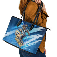 Argentina Football GOAT 10 Pride Leather Tote Bag Power of the King - 4 Star Champions Mascot