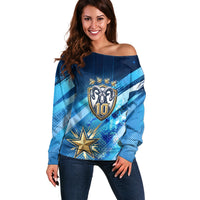 Argentina Football GOAT 10 Pride Off Shoulder Sweater Power of the King - 4 Star Champions Mascot