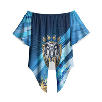 Argentina Football GOAT 10 Pride Off Shoulder Wrap Waist Top Power of the King - 4 Star Champions Mascot