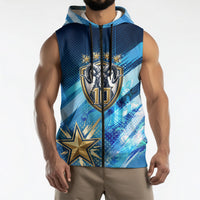 Argentina Football GOAT 10 Pride Sleeveless Zip Hoodie Power of the King - 4 Star Champions Mascot