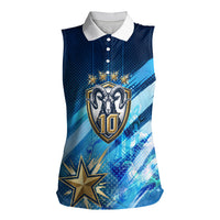 Argentina Football GOAT 10 Pride Women Sleeveless Polo Shirt Power of the King - 4 Star Champions Mascot