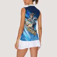Argentina Football GOAT 10 Pride Women Sleeveless Polo Shirt Power of the King - 4 Star Champions Mascot