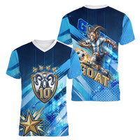 Argentina Football GOAT 10 Pride Women V-Neck T-Shirt Power of the King - 4 Star Champions Mascot