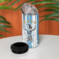 Argentina Football GOAT 4 in 1 Can Cooler Tumbler Four Times World Champions