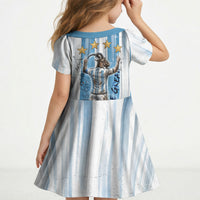Argentina Football GOAT Kid Short Sleeve Dress Four Times World Champions