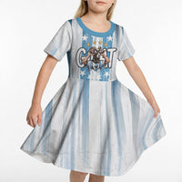 Argentina Football GOAT Kid Short Sleeve Dress Four Times World Champions