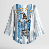 Argentina Football GOAT Kimono Sleeve Blouse Four Times World Champions