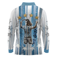 Argentina Football GOAT Long Sleeve Polo Shirt Four Times World Champions