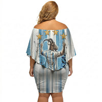 Argentina Football GOAT Off Shoulder Short Dress Four Times World Champions