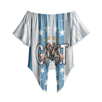 Argentina Football GOAT Off Shoulder Wrap Waist Top Four Times World Champions