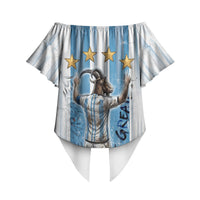 Argentina Football GOAT Off Shoulder Wrap Waist Top Four Times World Champions