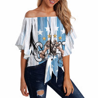 Argentina Football GOAT Off Shoulder Wrap Waist Top Four Times World Champions