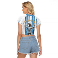 Argentina Football GOAT Raglan Cropped T Shirt Four Times World Champions