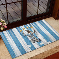 Argentina Football GOAT Rubber Doormat Four Times World Champions