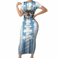 Argentina Football GOAT Short Sleeve Bodycon Dress Four Times World Champions