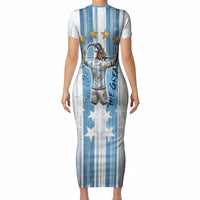 Argentina Football GOAT Short Sleeve Bodycon Dress Four Times World Champions