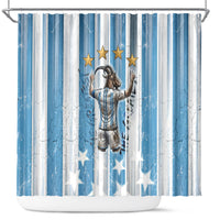 Argentina Football GOAT Shower Curtain Four Times World Champions