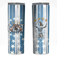 Argentina Football GOAT Skinny Tumbler Four Times World Champions