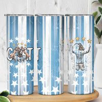Argentina Football GOAT Skinny Tumbler Four Times World Champions