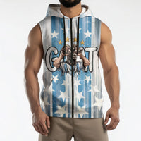 Argentina Football GOAT Sleeveless Zip Hoodie Four Times World Champions