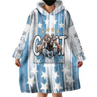 Argentina Football GOAT Wearable Blanket Hoodie Four Times World Champions