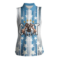 Argentina Football GOAT Women Sleeveless Polo Shirt Four Times World Champions