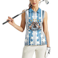 Argentina Football GOAT Women Sleeveless Polo Shirt Four Times World Champions