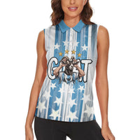 Argentina Football GOAT Women Sleeveless Polo Shirt Four Times World Champions