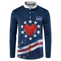Cape Verde World Football 2026 Button Sweatshirt Blue Sharks Won Our Hearts - Oil Paint Style