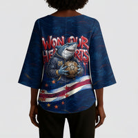 Cape Verde World Football 2026 Kimono Sleeve Blouse Blue Sharks Won Our Hearts - Oil Paint Style