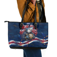 Cape Verde World Football 2026 Leather Tote Bag Blue Sharks Won Our Hearts - Oil Paint Style