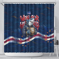 Cape Verde World Football 2026 Shower Curtain Blue Sharks Won Our Hearts - Oil Paint Style