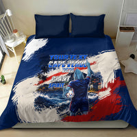 Personalized Cape Verde Blue Sharks Bedding Set Giant Spirit African Football 2026 Mascot