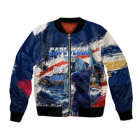 Personalized Cape Verde Blue Sharks Bomber Jacket Giant Spirit African Football 2026 Mascot