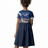 Personalized Cape Verde Blue Sharks Kid Short Sleeve Dress Giant Spirit African Football 2026 Mascot
