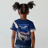 Personalized Cape Verde Blue Sharks Kid T shirt Giant Spirit African Football 2026 Mascot