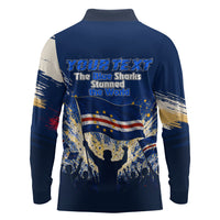 Personalized Cape Verde Blue Sharks Long Sleeve Polo Shirt Giant Spirit African Football 2026 Mascot