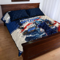 Personalized Cape Verde Blue Sharks Quilt Bed Set Giant Spirit African Football 2026 Mascot