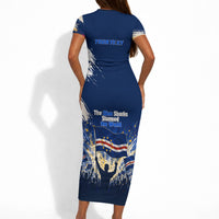 Personalized Cape Verde Blue Sharks Short Sleeve Bodycon Dress Giant Spirit African Football 2026 Mascot