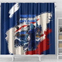 Personalized Cape Verde Blue Sharks Shower Curtain Giant Spirit African Football 2026 Mascot