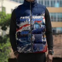 Personalized Cape Verde Blue Sharks Sleeveless Puffer Jacket Giant Spirit African Football 2026 Mascot