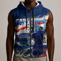 Personalized Cape Verde Blue Sharks Sleeveless Zip Hoodie Giant Spirit African Football 2026 Mascot