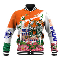 India Proud Free Fearless Baseball Jacket Bengal Tiger Military Soldier Jets Art