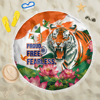 India Proud Free Fearless Beach Blanket Bengal Tiger Military Soldier Jets Art