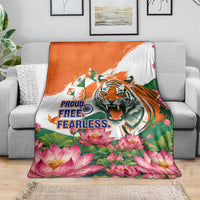 India Proud Free Fearless Blanket Bengal Tiger Military Soldier Jets Art