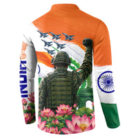 India Proud Free Fearless Button Sweatshirt Bengal Tiger Military Soldier Jets Art