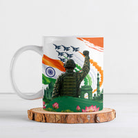 India Proud Free Fearless Ceramic Mug Bengal Tiger Military Soldier Jets Art