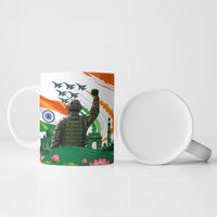 India Proud Free Fearless Ceramic Mug Bengal Tiger Military Soldier Jets Art