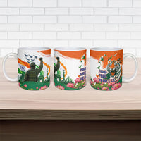 India Proud Free Fearless Ceramic Mug Bengal Tiger Military Soldier Jets Art